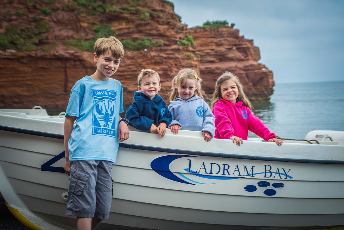 Lobster-Blue-4-children-by-Ladram-boat